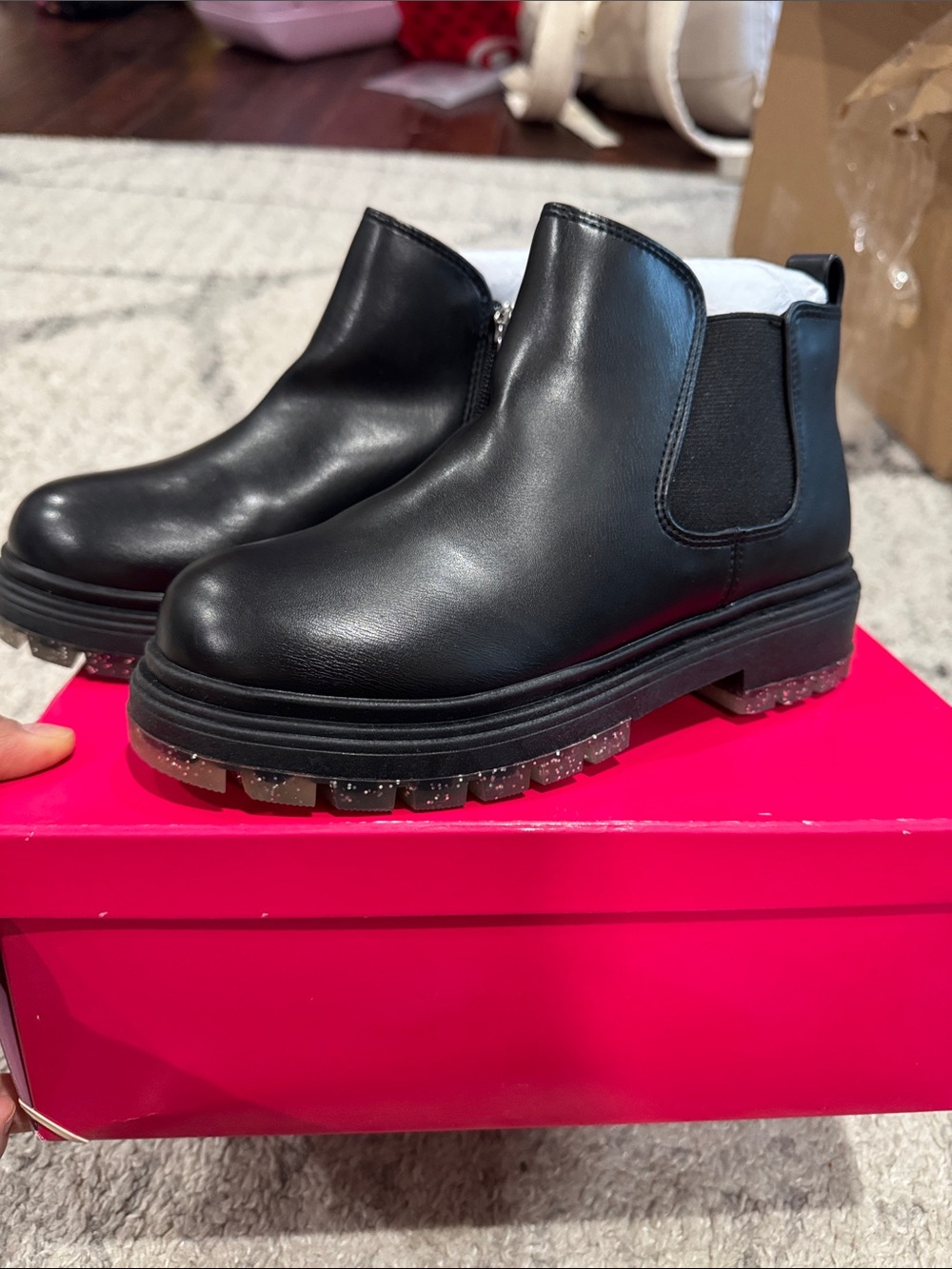 Nina Black Chunky Chelsea Ankle Boots - Size 2
